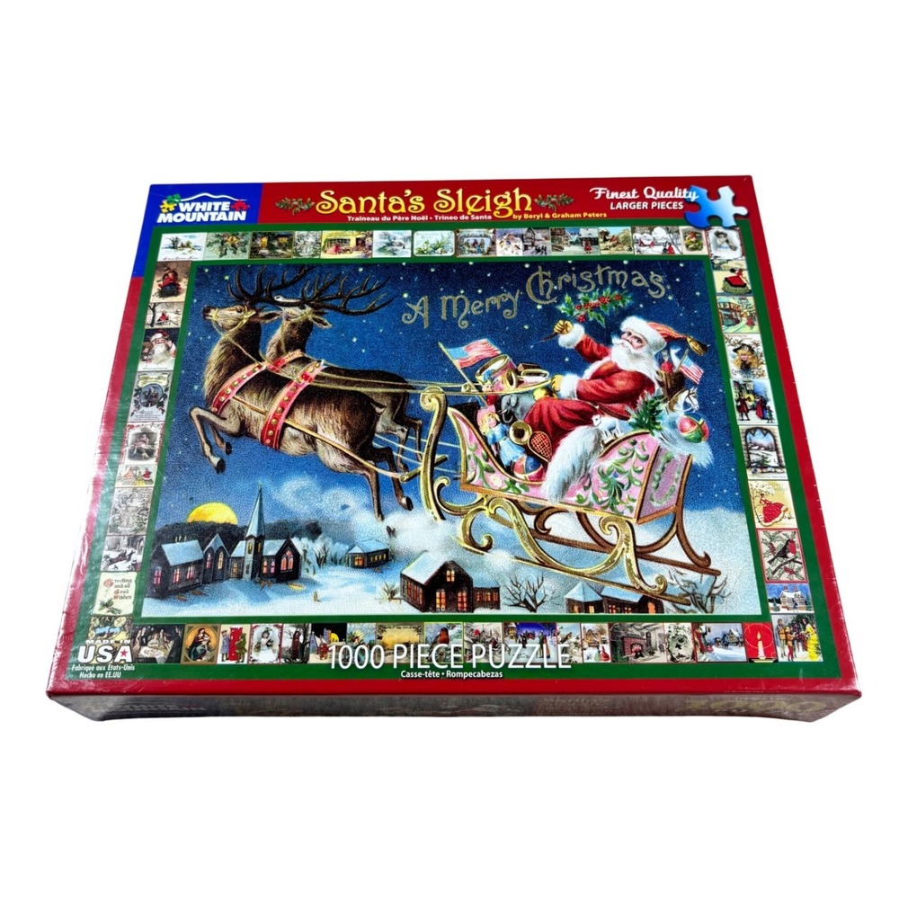 NEW White Mountain Puzzle Santa's Sleigh 1000 Piece Jigsaw Puzzle 1462 Christmas